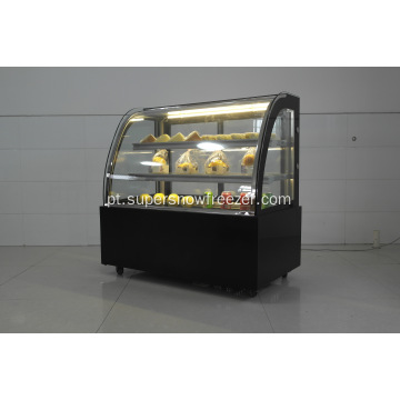 Vitrine de geladeira com vitrine de pão de vidro curvo